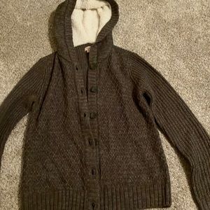 Cardigan with fleece hood